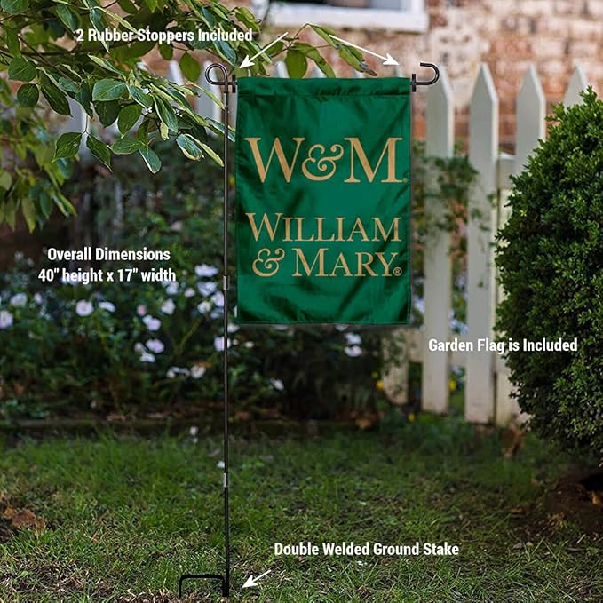College Flags & Banners Co. William & Mary Tribe Garden Flag with Stand Holder-VerdiqueGarden