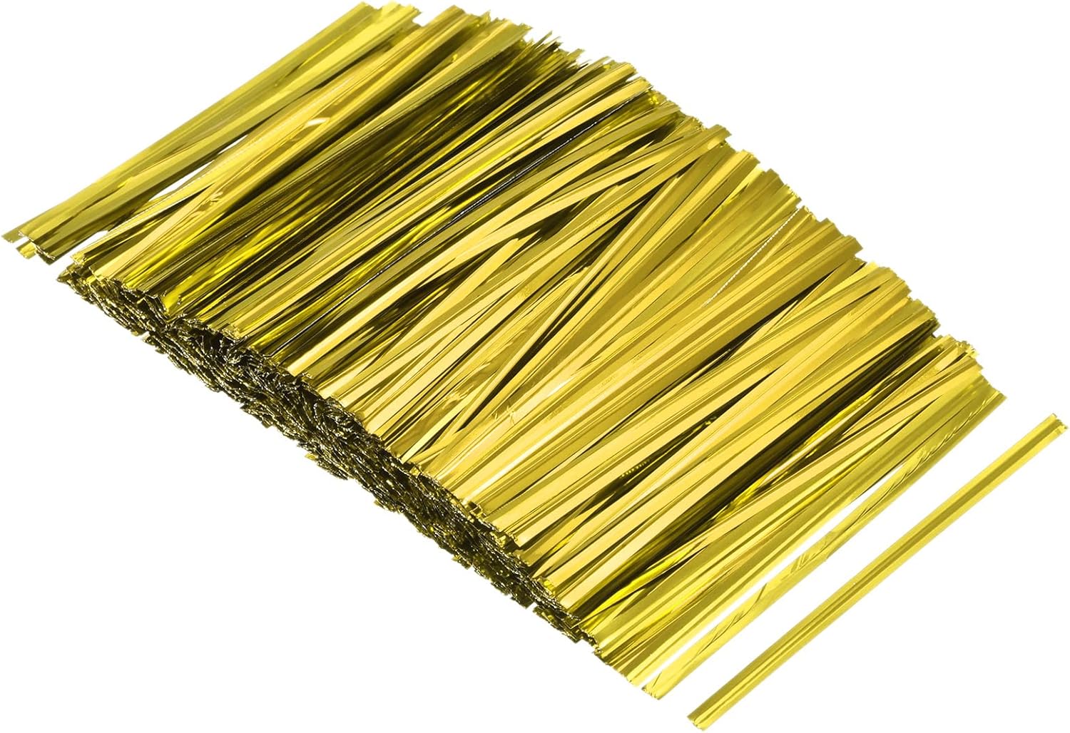 MECCANIXITY Foil Twist Ties 3" 8cm Metallic Plastic Closure Tie for Tying Bread, Candy, Cookies, Gift Bags Arts Crafts Ties Gold Tone Pack of 750-VerdiqueGarden