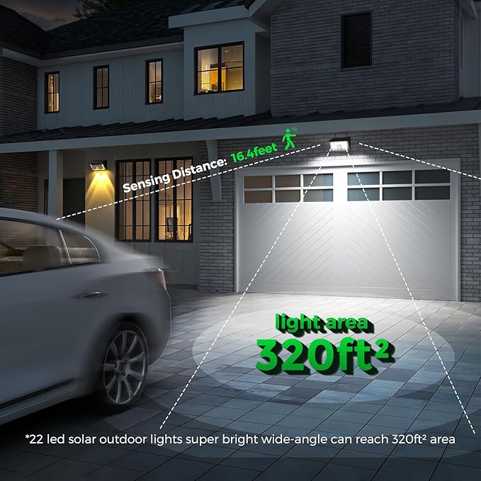 JSOT Solar Motion Sensor Lights Outdoor, 4 Modes Solar Lights Outdoor Waterproof IP65, 6Pack Bright Wall Security Lighting for Outside Yard Front Door Fence - Cool White-VerdiqueGarden