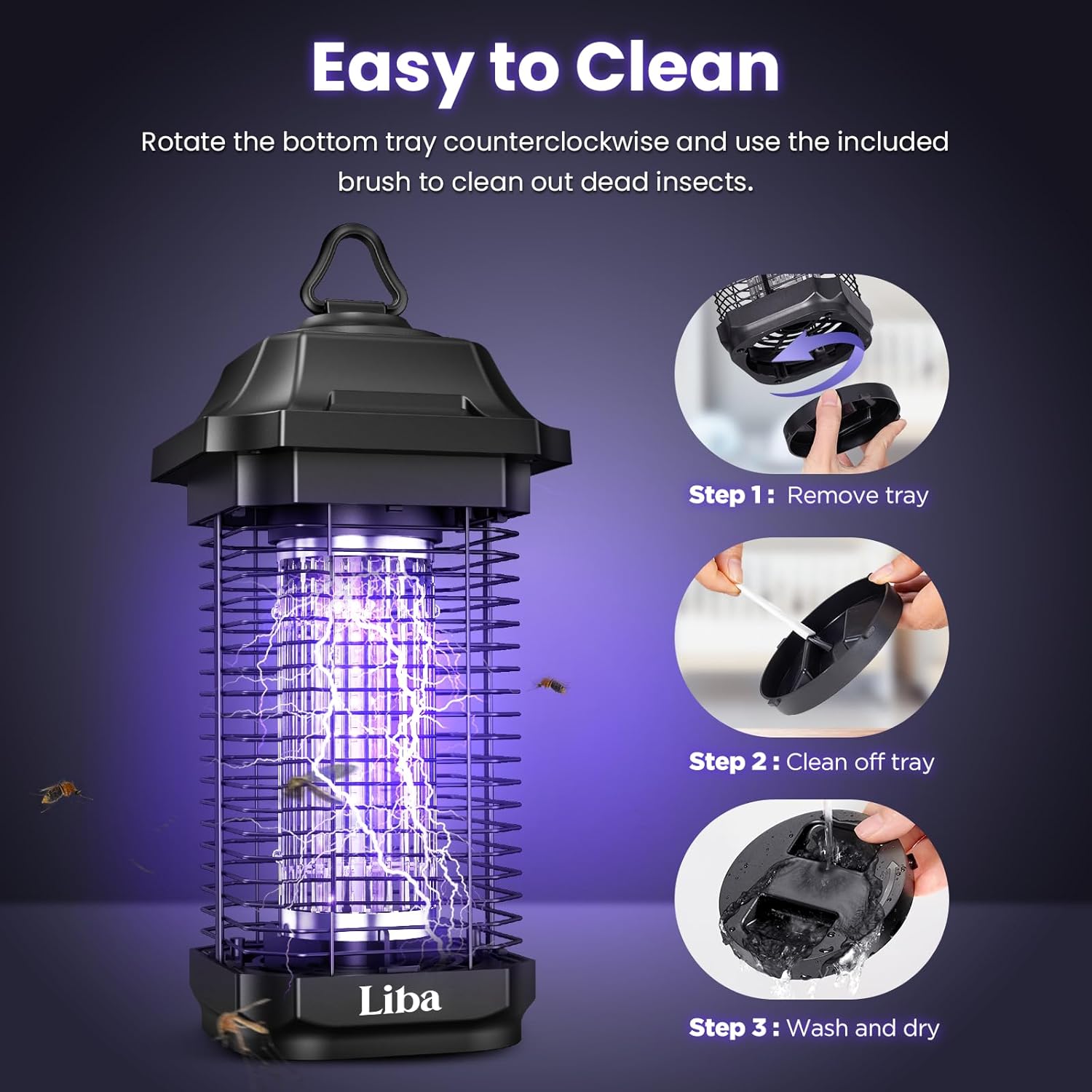 LiBa LED Bug Zapper Outdoor Indoor, Electric Mosquito Zapper Fly Trap Lamp, 10 Years Lifespan, 6.5ft Power Cord, Insect Killer Light for Home Yard Garden Patio Farm, High Voltage, IPX4 Rainproof-VerdiqueGarden