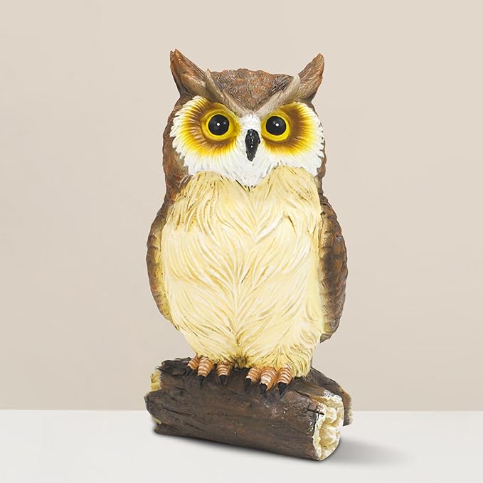 Outdoor Resin Owl Garden Statues, Figurine Sculpture-Owl Perched on Branch, Owl Decoration for Porch, Patio, Lawn, Yard, Whimsical Owl Table Bookshelf Ornament Accessories, Garden-VerdiqueGarden