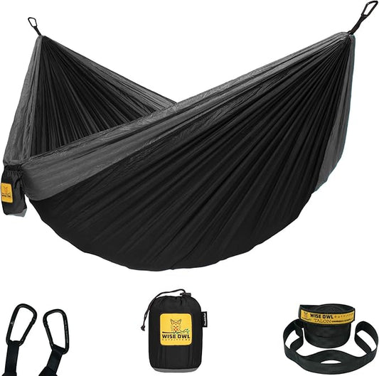Wise Owl Outfitters Camping Hammock – 500lbs Portable Hammock with Tree Straps - Travel, Backpacking, Hiking, Outdoors Camping Gear - Single or Double-VerdiqueGarden