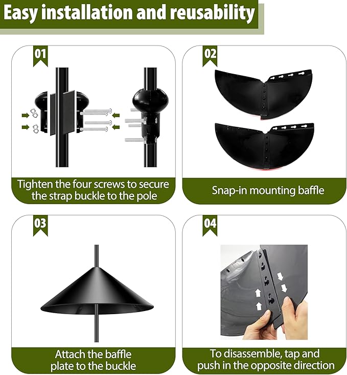 19-inch Squirrel Baffle, Squirrel-Proof for Bird Feeder Pole, Birdhouse Baffle for Shepherd's Hook in The Outdoors,(Black 2 Pack)-VerdiqueGarden