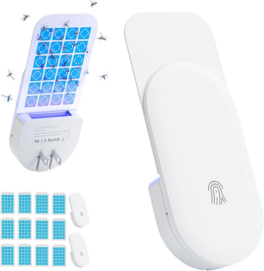 Flying Insect Trap, 2 in 1 Indoor Plug-in Fruit Fly Trap, 2 Trap White and 12 Glue Cards, Fruit Fly Traps for Gnat, Moth, Mosquito, Suitable for Every Part of The Home-VerdiqueGarden