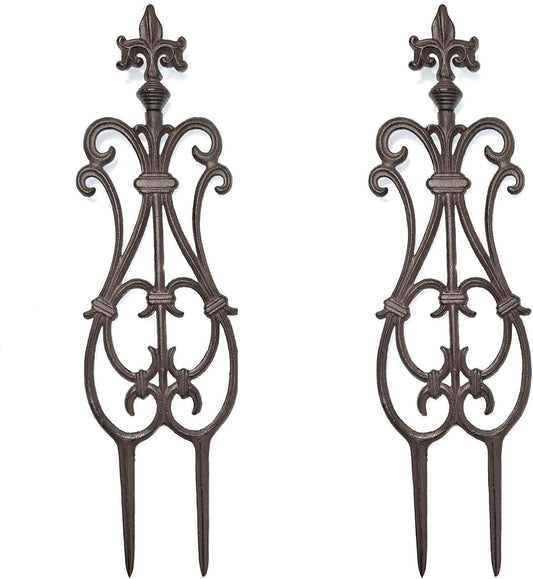 Ornate Cast Iron Garden Edging Fence（28" Tall） - 2 Pack Heavy Duty Metal Border for Lawn, Patio & Landscaping HC8775-VerdiqueGarden