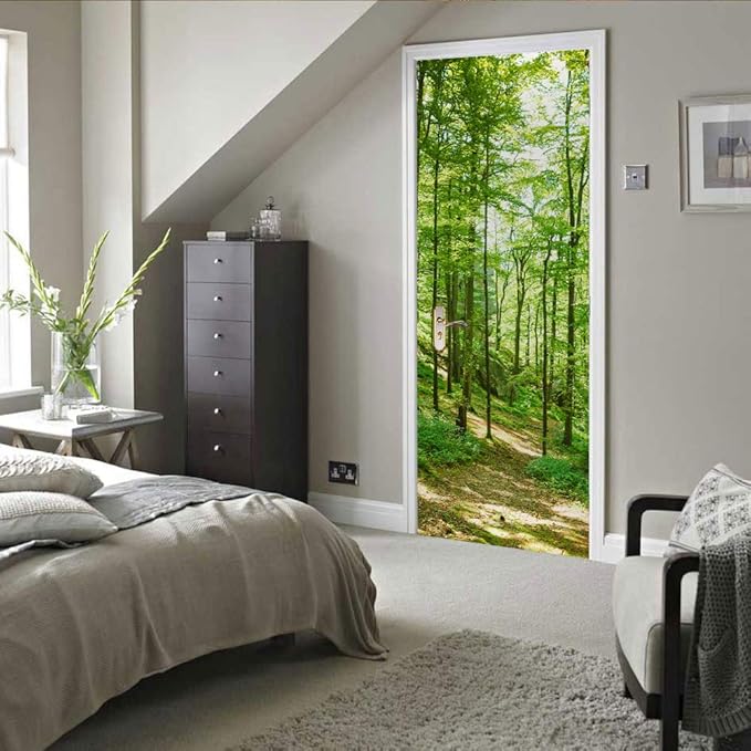 3D Door Wallpaper Self-Adhesive Door Sticker - Forest - Door Film Poster Premium PVC Waterproof Wall Sticker for Bedroom Living Room Door Decoration Wallpaper 80 x 200 cm-VerdiqueGarden
