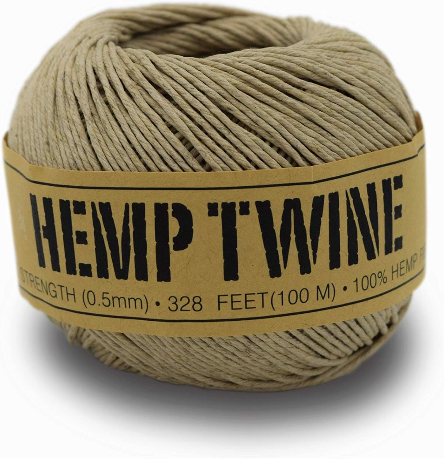 Hemp Twine for Gardening - Twine for Crafts - Organic Natural Hemp String for Jewelry Making - Strong Durable Cord for Decoration, Macrame + Cooking - 0.5MM, 100G/430 Ft. - 8 lb. Test Strength - NAT-VerdiqueGarden