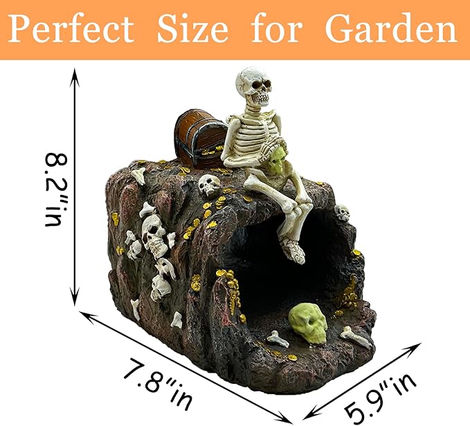 Luminous Skeleton Sculpture Gutter Downspout Extender,Garden Statue Ornament,Decor Downspout Diverter,Perfect Rain Diverter for 3"x4" Downspouts, Eco-Friendly Resin,Perfect Outdoor Decor Gift-VerdiqueGarden