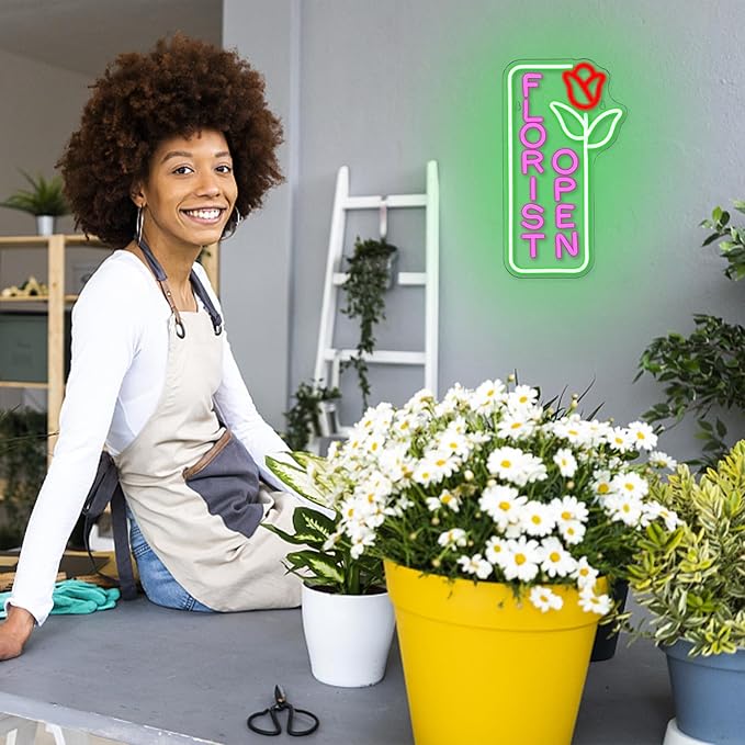 Florist Neon Sign for Business Open Neon Light Flower LED Neon Signs Colorful LED Neon Light for Flower Shop Supermarket Store Decoration-VerdiqueGarden