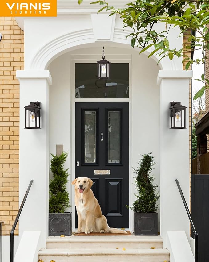 VIANIS Bronze Outdoor Wall Lights, Dusk to Dawn Led Outdoor Light, Aluminum Exterior Lighting Fixtures, Waterproof Porch Lights Outdoor for House, Doorway, Garage,Hardwired, Non-Solar-VerdiqueGarden