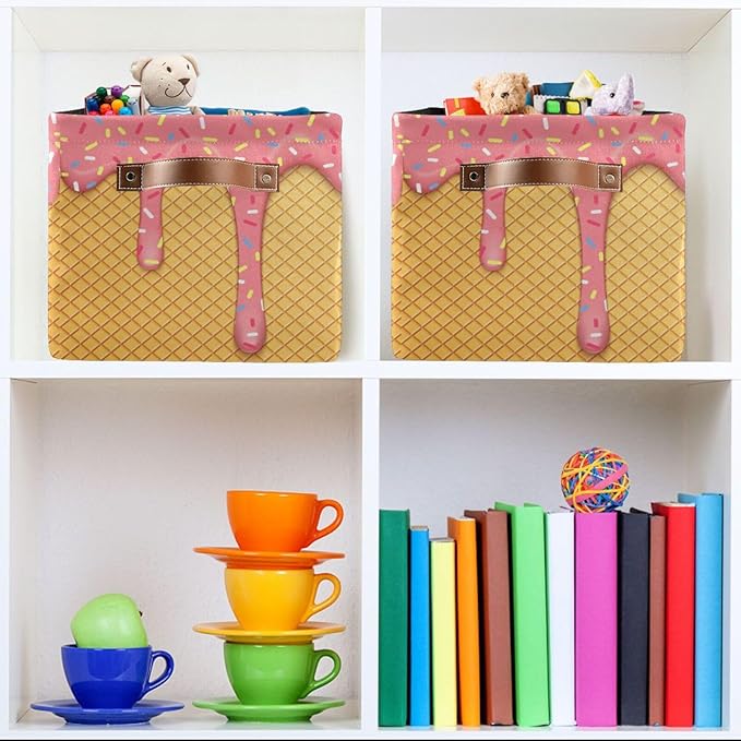 Ice Cream Rectangular Storage Basket Organizer Bin Shelf Baskets For Clothes Gifts For Home Office Dorm-VerdiqueGarden