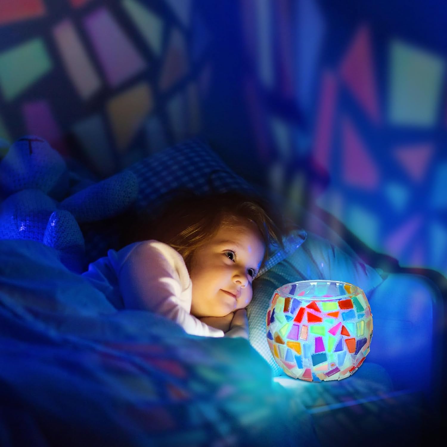 2 Set Glass Mosaic Candle Holder Kit Include Tea Light Holder, Glass Mosaic Tiles DIY Crafts Creativity Handmade Artwork for Adults Home Lighting Decor(Rainbow Theme)-VerdiqueGarden