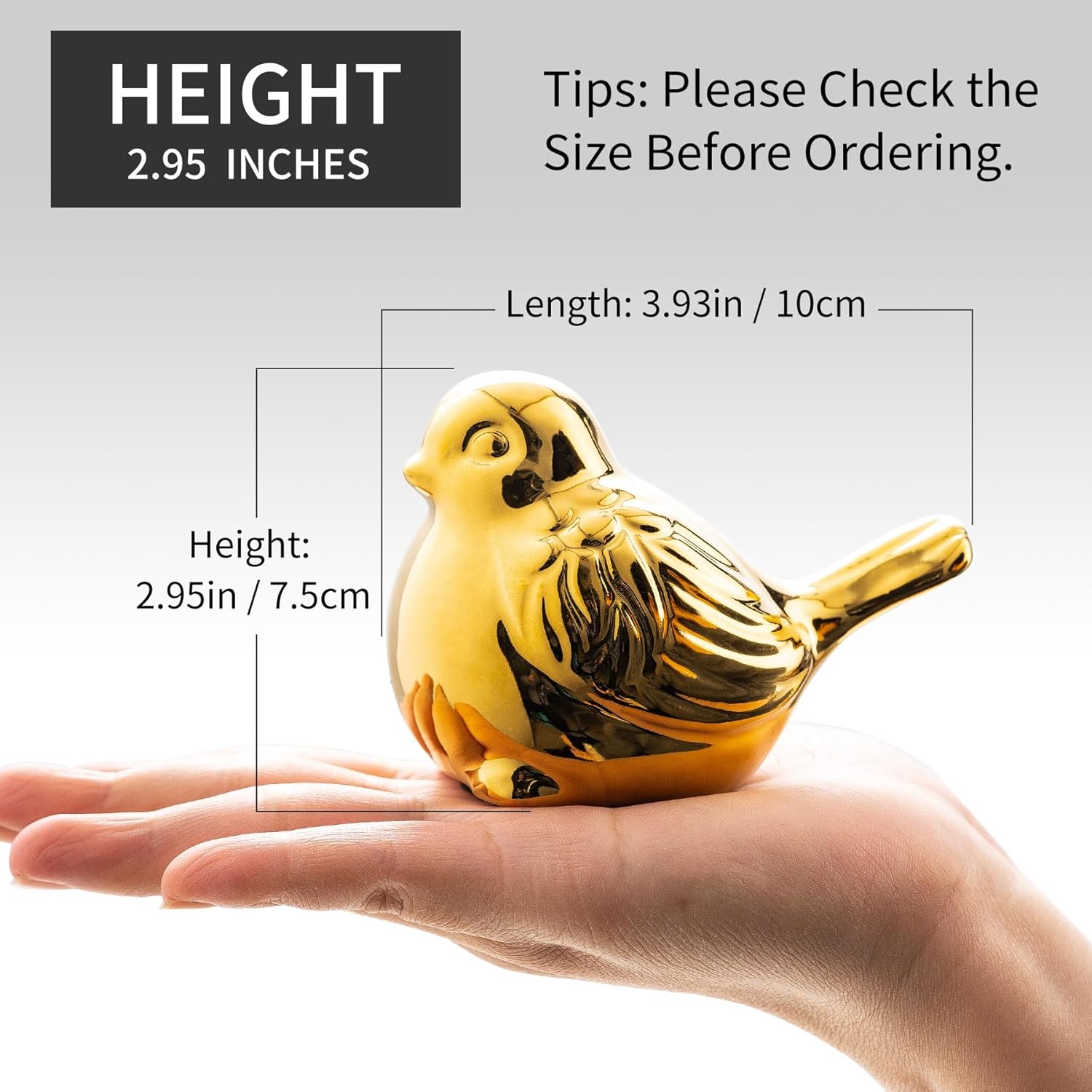 Set of 2 Small Birds Statues Gold Home Decor Modern Boho Style Figurine Decorative Ornaments for Living Room, Bedroom, Office Desktop, Cabinets, Shelf-VerdiqueGarden