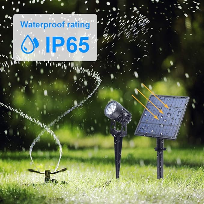 APONUO Metal Solar Spot Lights Outdoor with 9.8ft Cable Solar Powered Landscape Lighting Low Voltage IP65 Waterproof Auto On/Off for Outside Garden Yard Landscape Pathway Garage-Cool White(2-in-1)-VerdiqueGarden