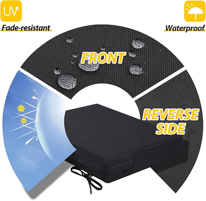 AAAAAcessories Outdoor Seat Cushions for Chairs, Waterproof, Fade-Resistant Patio Furniture Replacement Cushions, 18.5" x 16" x 3", Set of 4, Black-VerdiqueGarden