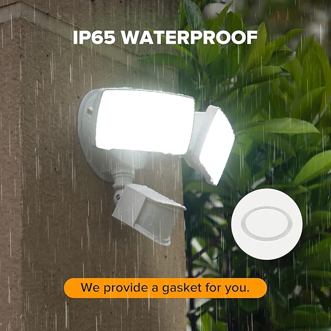 LUTEC 38W 3500 Lumen LED Motion Activated Integrated Dual-Head Floodlight Outdoor with Motion Sensor, 5000K Daylight, Dusk to Dawn, Exterior Security Wall Light for Patio, Garden, Yard(White)-VerdiqueGarden