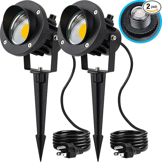 SUNVIE Outdoor LED Spotlight with Dusk to Dawn Photocell Light Sensor 20W Landscape Lights 120V AC 3000K Warm White Waterproof Landscape Spotlights for Yard Tree Flag Garden Decor 6 FT Cord(2 Pack)-VerdiqueGarden