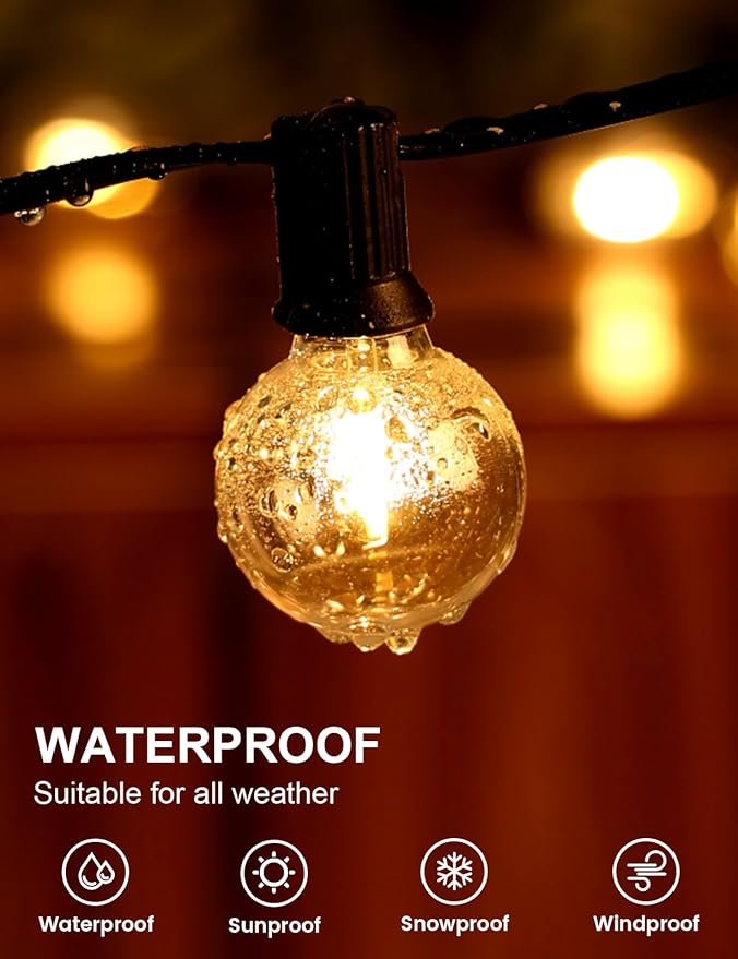 RTTY Outdoor String Lights 150 FT Globe LED Patio Lights with G40 Plastic Bulbs,Waterproof Shatterproof Dimmable Connectable Hanging for Backyard Porch Balcony Party Cafe Deck Decor-VerdiqueGarden
