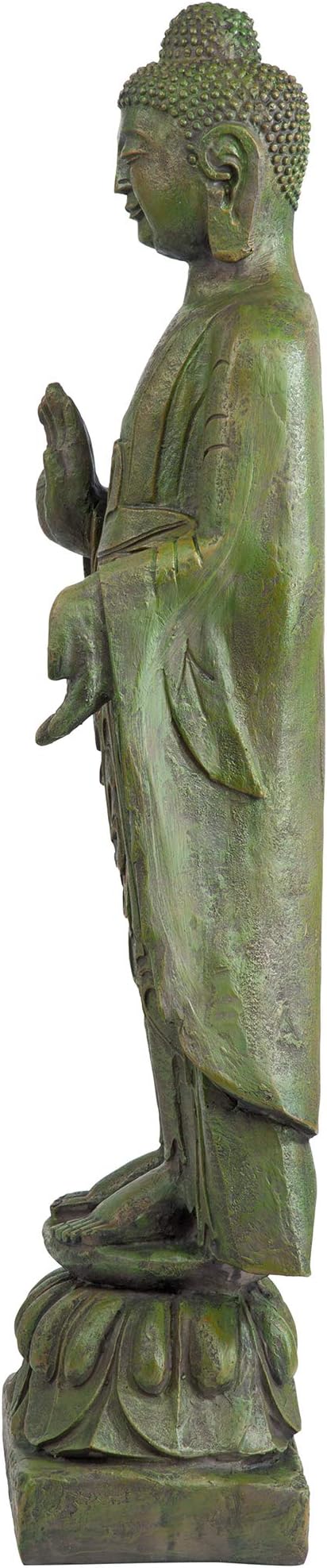 Design Toscano Enlightened One Asian Decor Indoor/Outdoor Garden Statue, 12 inches Wide, 40 inches Tall, Cast Stone Resin, Green Bronze Finish-VerdiqueGarden