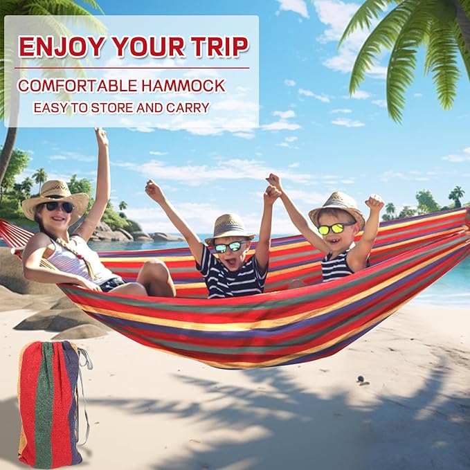 Durable Hammocks 660 Lbs Capacity, Camping Essentials Hiking Gear Accessories Max 2 X Tree Straps & Carabiners & Duckbilled Buckle & Thicker Rope & Portable Carrying Bag Included (red)-VerdiqueGarden