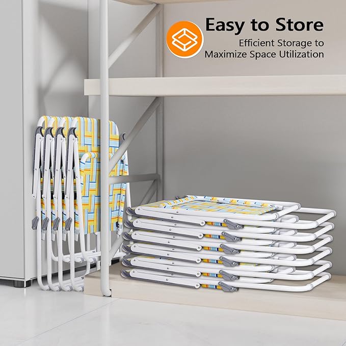 VINGLI Patio Lawn Webbed Folding Chairs Outdoor Beach Portable Camping Chair for Yard, Garden (2, Yellow, Oversized)-VerdiqueGarden