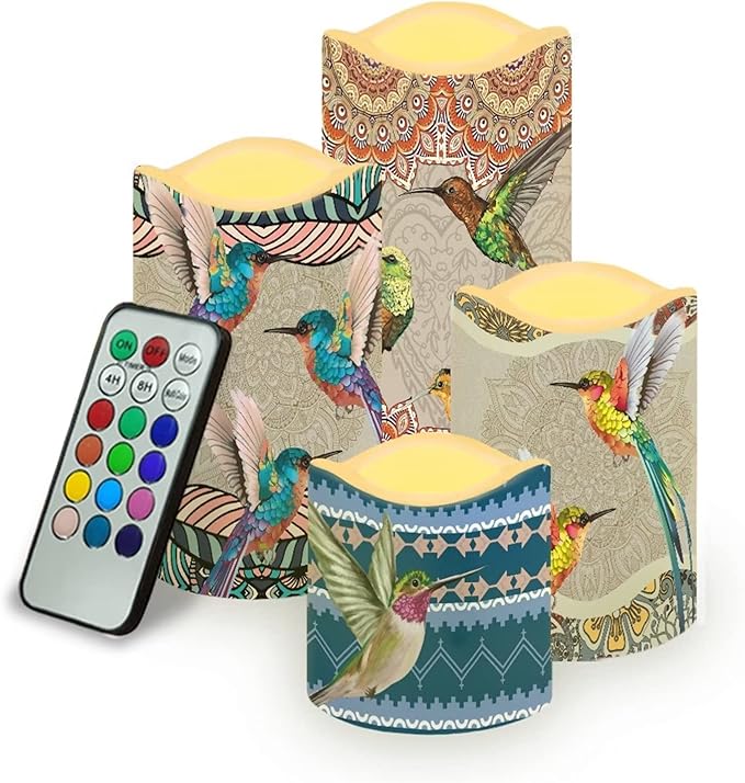 Ystardream Hummingbird Boho Flameless Candles Flicker Spring Summer Theme Decorative Decor for Wedding Date Proposal Easter Dinner Table Home Mother's Day Gift-VerdiqueGarden