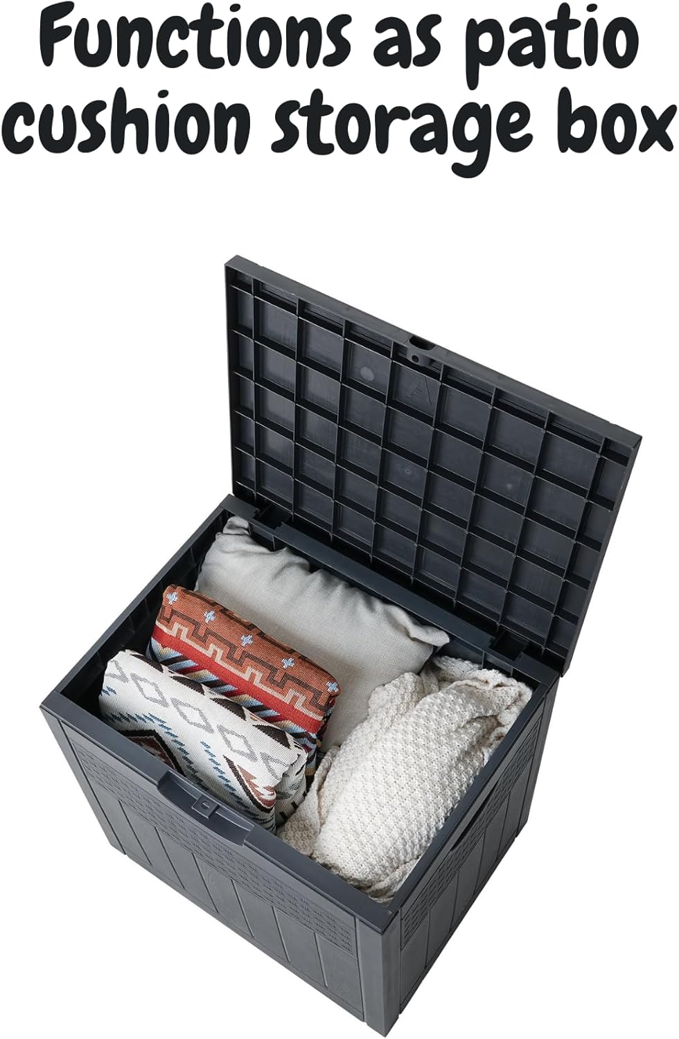 33 Gallon Deck Box, Small Outdoor Storage Box Waterproof, Lockable Secure Package Bin Delivery Box for Outside Front Porch, Patio Cushions Storage Box, Delivery Driver Snack Box for Porch, Grey-VerdiqueGarden