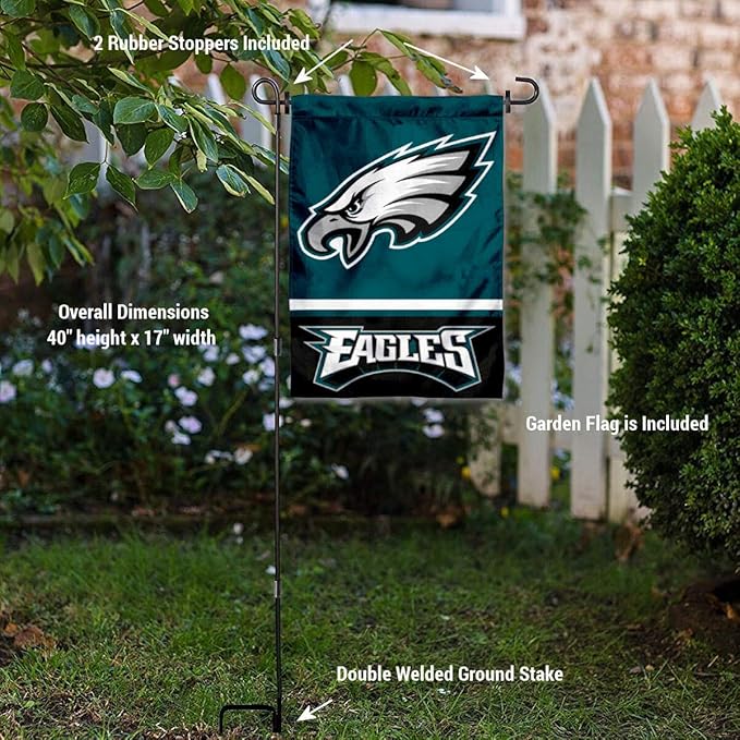 WinCraft Philadelphia Eagles Garden Flag with Stand Holder-VerdiqueGarden