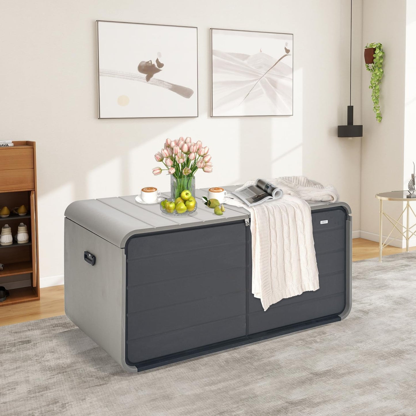 Domi 260 Gallon Outdoor Storage Box – Waterproof, UV-Resistant Deck Box with Lockable Lid for Patio Furniture, Garden Tools, Delivery Packages (Large Resin Storage Bin）-VerdiqueGarden