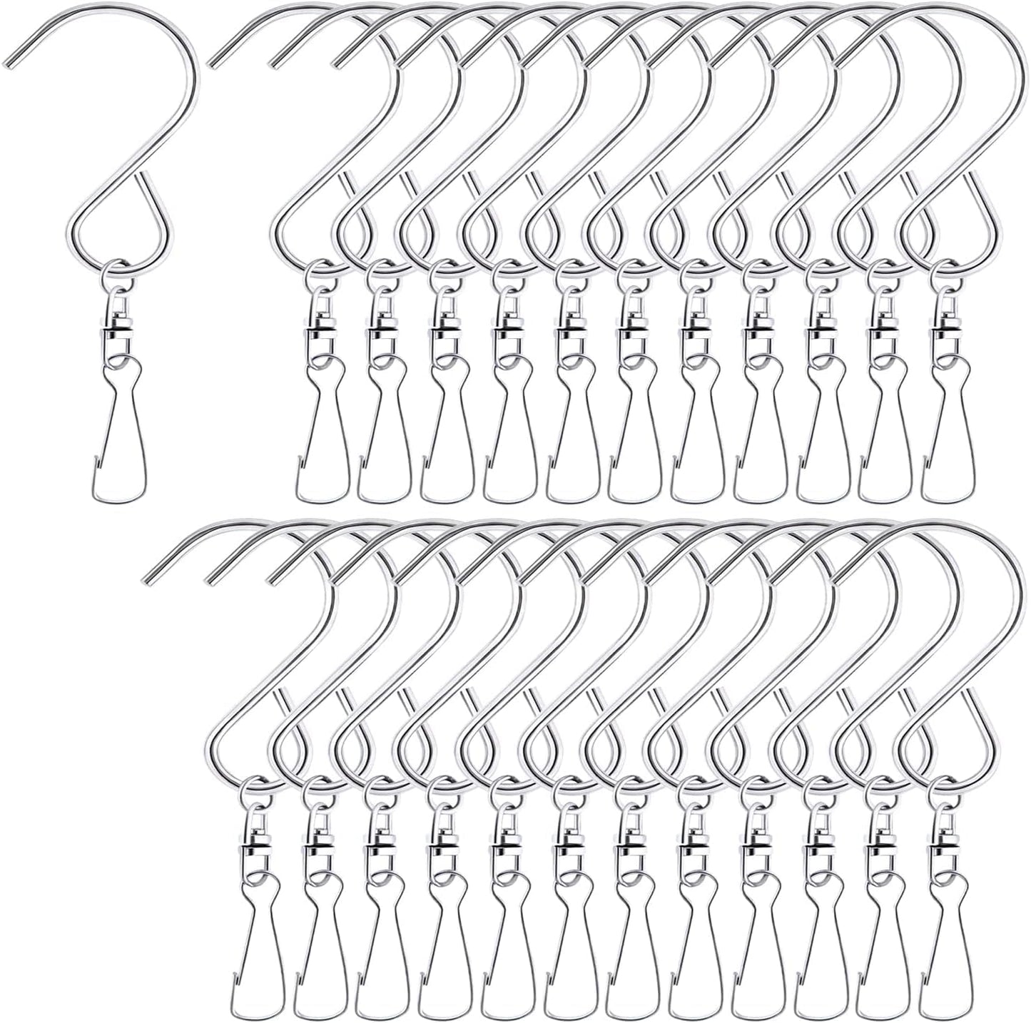 24 Pcs Swivel Clip Hanging Hooks, Stainless Steel 360 Degree Rotating Windsock Clips for Hanging Wind Chimes, Plants, Bird Feeder, Crystal, Birdcage-VerdiqueGarden