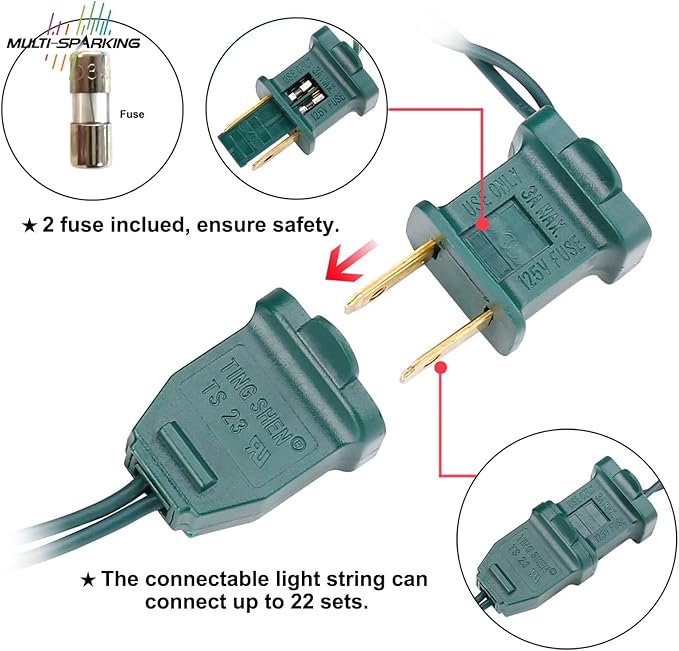 MULTI-SPARKING White Christmas LED Lights - 100 Count Warm White Holiday String Lights for Tree, Party, Wedding, Indoor and Outdoor Use, 33 Feet Green Wire, UL Certified, Connectable-VerdiqueGarden