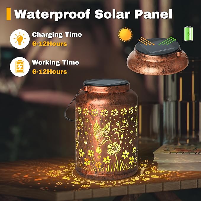 Hummingbird Lanterns Outdoor, Waterproof Hanging Lantern Garden Decor, Birthday Gifts for Women, Men, Mom, Mothers Day Gifts, Lights Outdoor Apply Patio, Yard, Lawn, Balcony-VerdiqueGarden