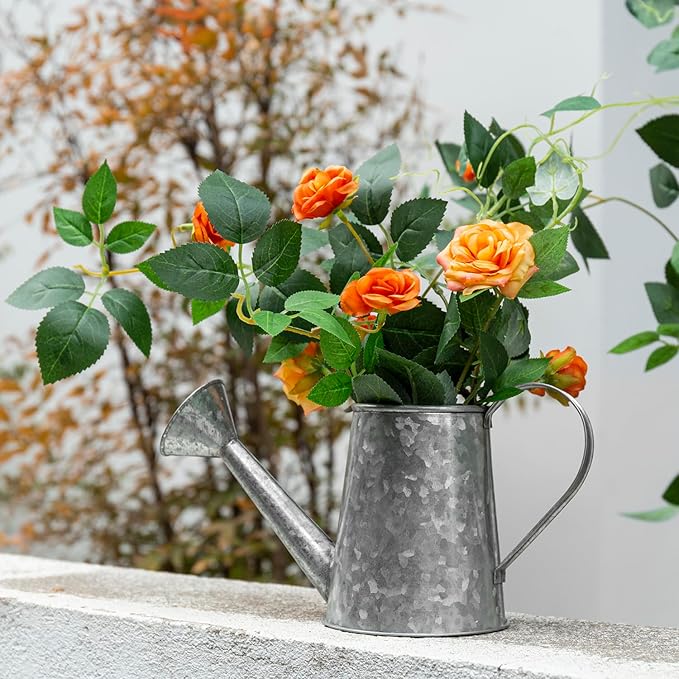 MyGift 5 Inch Mini Rustic Galvanized Metal Decorative Vase in Vintage Style Watering Can Design for Dried Flowers and Artificial Plants - Handcrafted in India-VerdiqueGarden