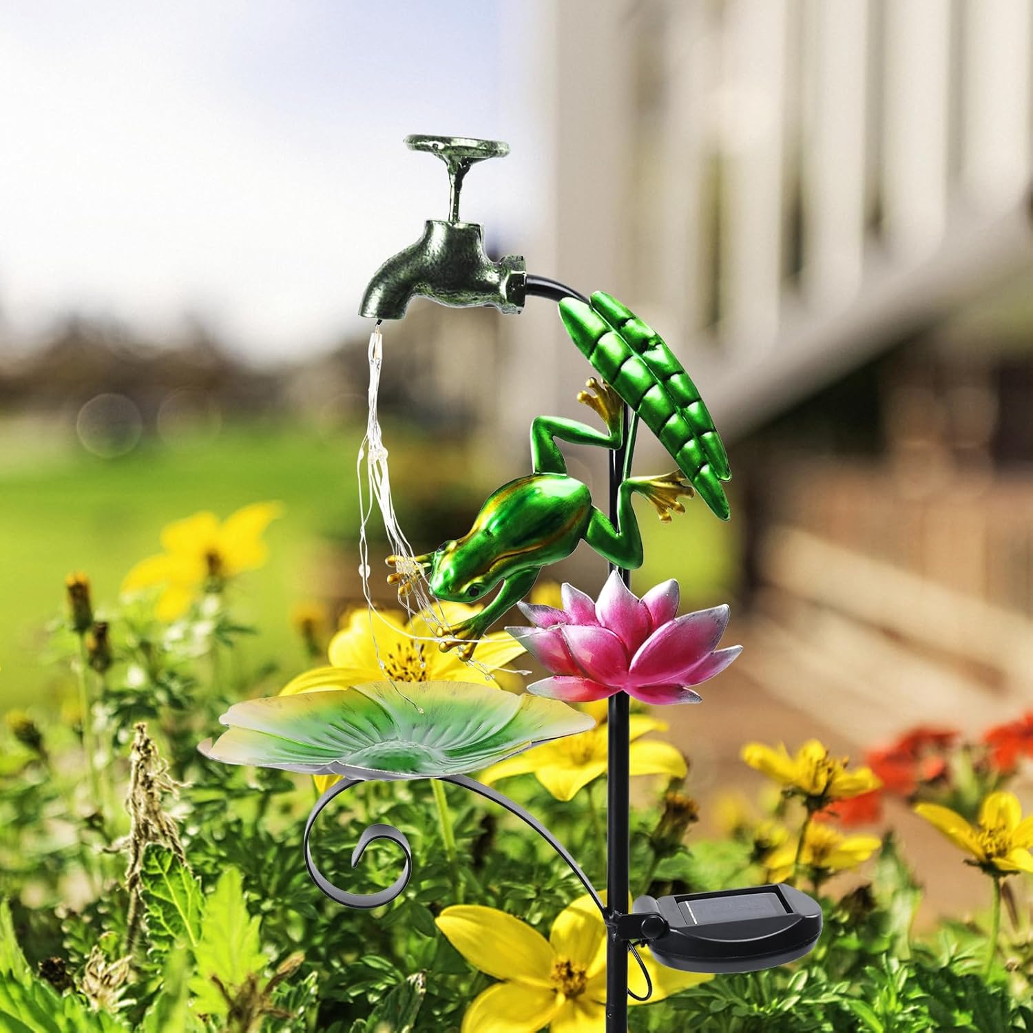 Bshine Frog Solar Outdoor Garden Lights, Waterproof Metal Solar Garden Stakes for Pathways, Poolside, Backyard Decorations, Yard Art, Lawn Decorations, Frog Gift for Mom-VerdiqueGarden