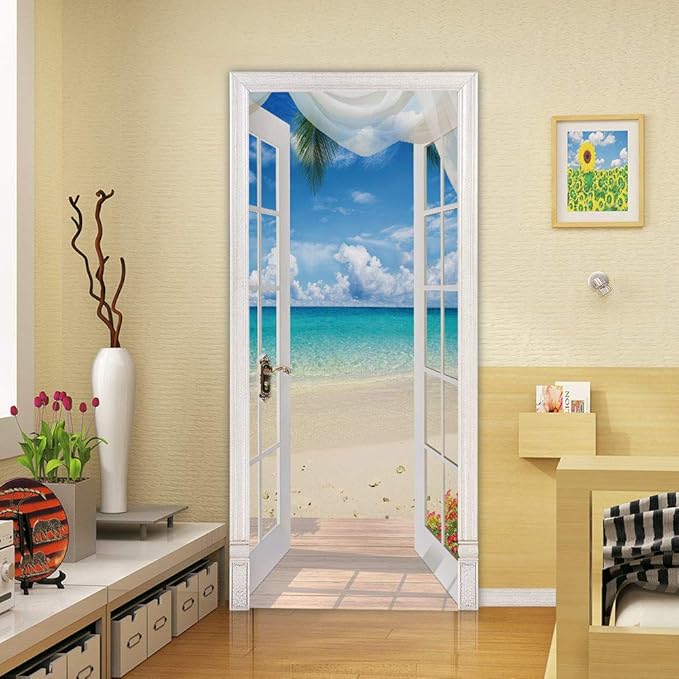 3D Door Stickers Murals - Peel & Stick Landscape - Wallpaper Decals - Removable PVC Waterproof Door Poster - Bedroom & Living Room Decoration - 35.4" x 78.7"-VerdiqueGarden