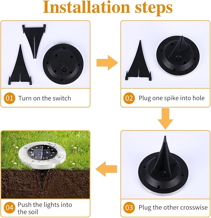 Solar Garden Lights Outdoor, 8 Packs Bright Solar Powered Ground Light with Updated 12 LEDs, Waterproof Disk Warm Flat Lights for Garden Patio Yard Deck Lawn Walkway Landscape Decor-VerdiqueGarden