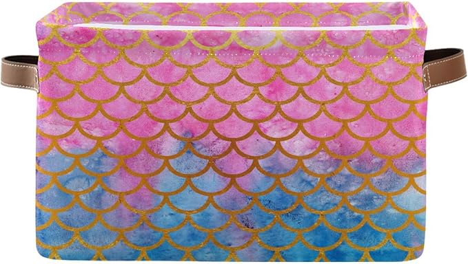 Mermaid Rectangular Storage Basket Organizer Bin Shelf Baskets For Clothes Gifts For Home Office Dorm-VerdiqueGarden