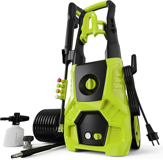 Pressure Washer, 5000PSI Max 3.6GPM with Foam Cannon 35FT Power Cord 4 Nozzles for Cars, Green-VerdiqueGarden