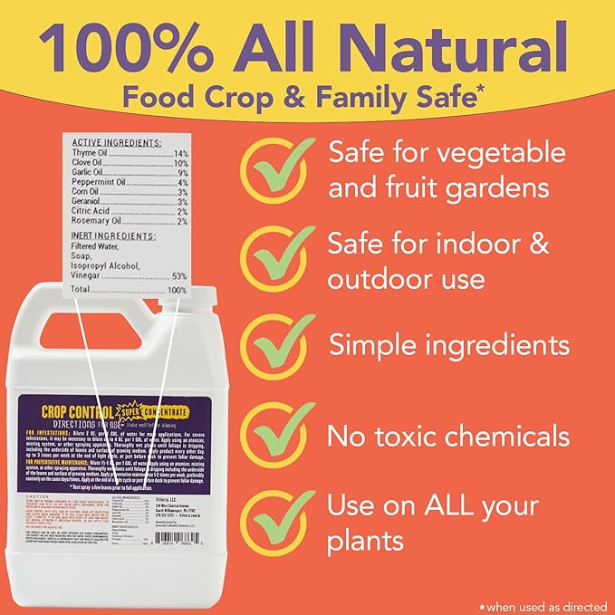 Trifecta Crop Control Super Concentrate All-in-One Natural Pesticide, Fungicide, Miticide, Insecticide, Help Defeat Spider Mites, Powdery Mildew, Botrytis, Mold and More on Plants 32 OZ-VerdiqueGarden