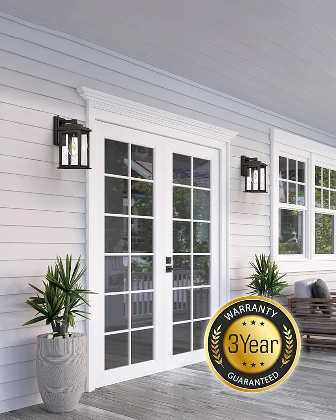 VIANIS Bronze Outdoor Wall Lights, Dusk to Dawn Led Outdoor Light, Aluminum Exterior Lighting Fixtures, Waterproof Porch Lights Outdoor for House, Doorway, Garage,Hardwired, Non-Solar-VerdiqueGarden