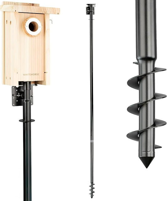 WHITEHORSE Bird House Pole Mount- A Professional Bird Feeder Pole for Outside - Very Sturdy Against Strong Winds - 7’ Tall Bird House Poles for Outdoors - Pole for Bird Feeders - Bluebird House Pole-VerdiqueGarden