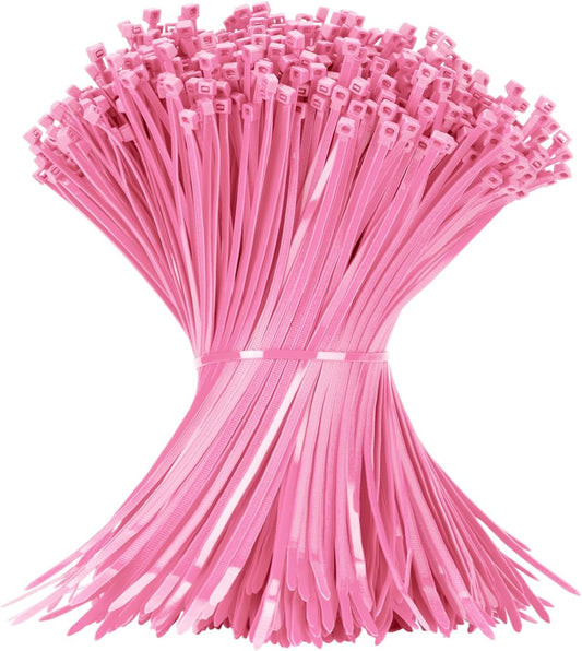 12 Inch Zip Ties Pink 1000 PCS, 50 Lbs- Heavy Duty Tensile Strength, Nylon PA66 UV Resistant Cable Ties for Indoor and Outdoor Use - Ideal for object bundling and fastening-VerdiqueGarden