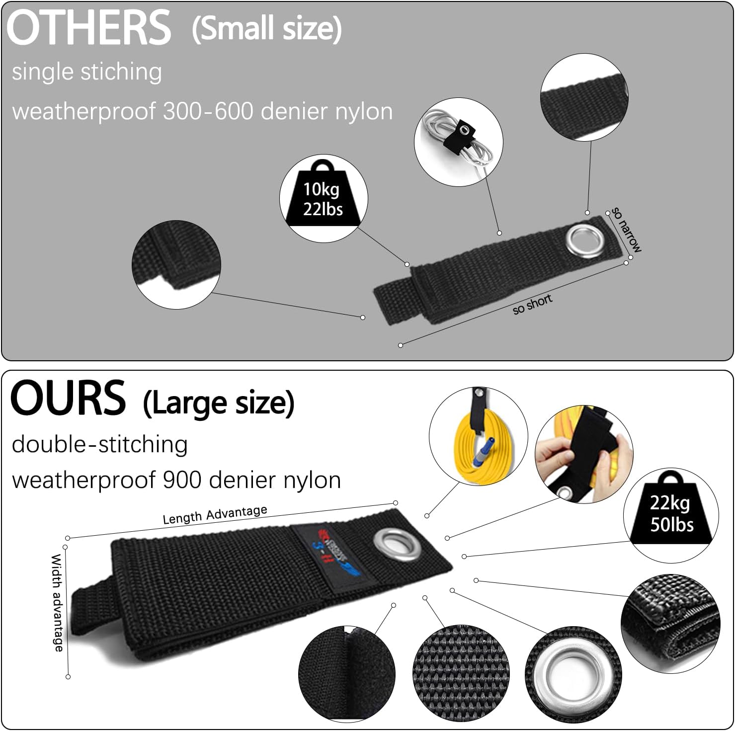 3-H Solid Steel Garden Hose Holder - Wall Mounted Hanger with Extension Strap for Outdoor Water Hoses & More-VerdiqueGarden