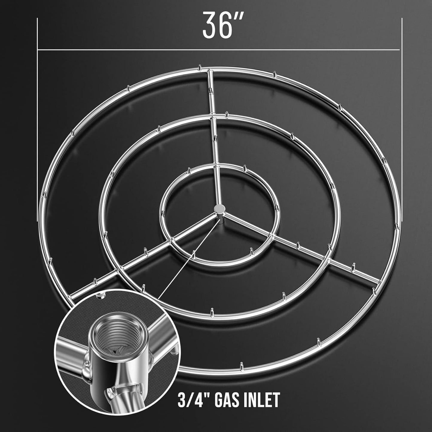 Skyflame 36-Inch Round Stainless Steel Fire Pit Jet Burner Ring - High Flame…-VerdiqueGarden