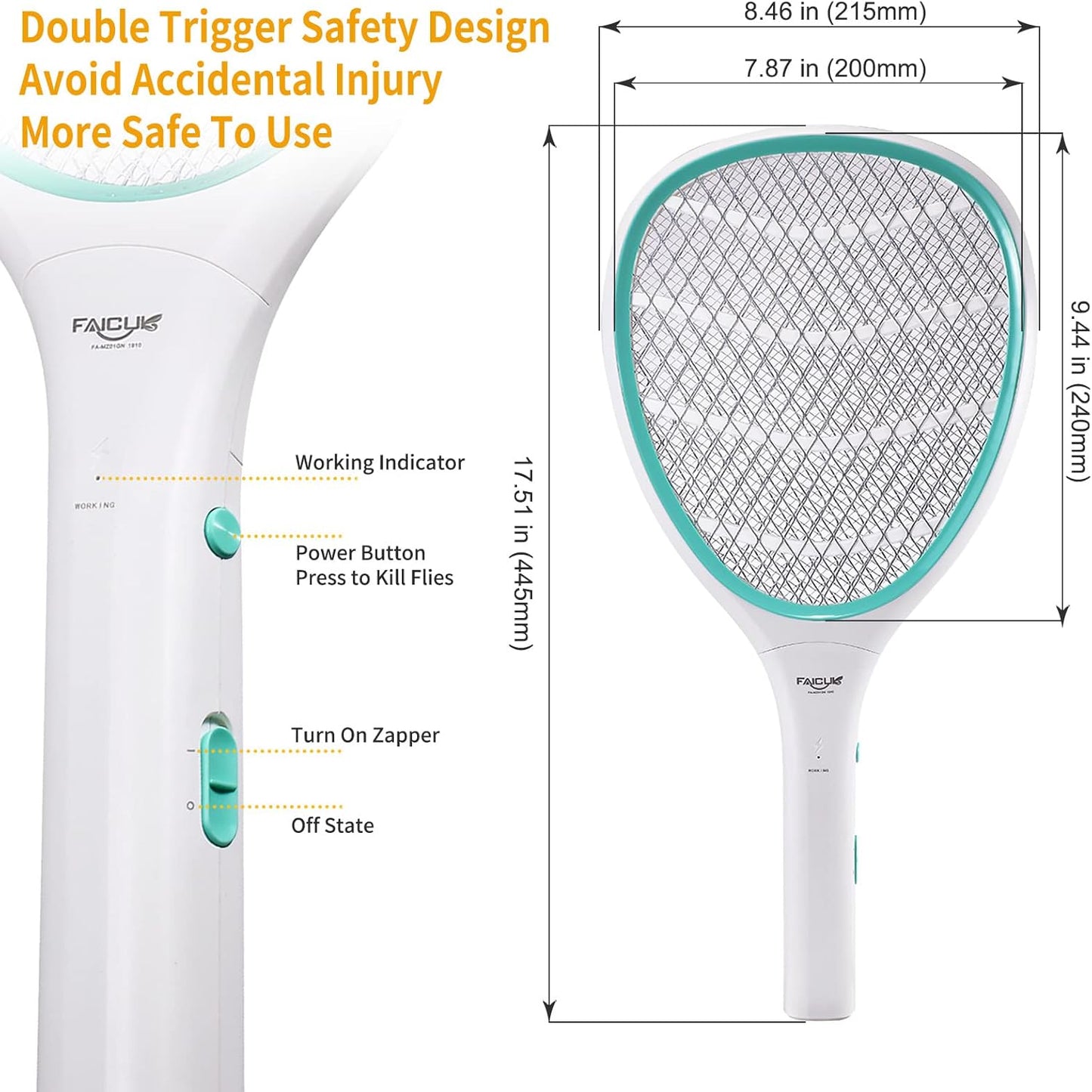 Faicuk Handheld Bug Zapper Racket Electric Fly Swatter-VerdiqueGarden