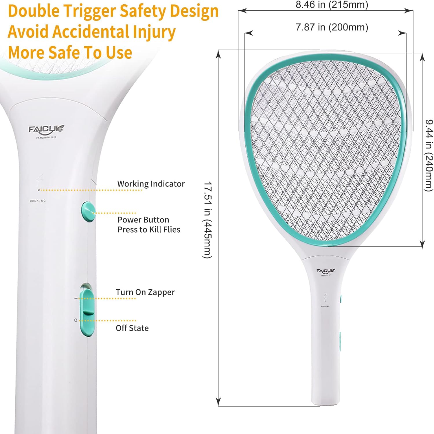 Faicuk Handheld Bug Zapper Racket Electric Fly Swatter-VerdiqueGarden