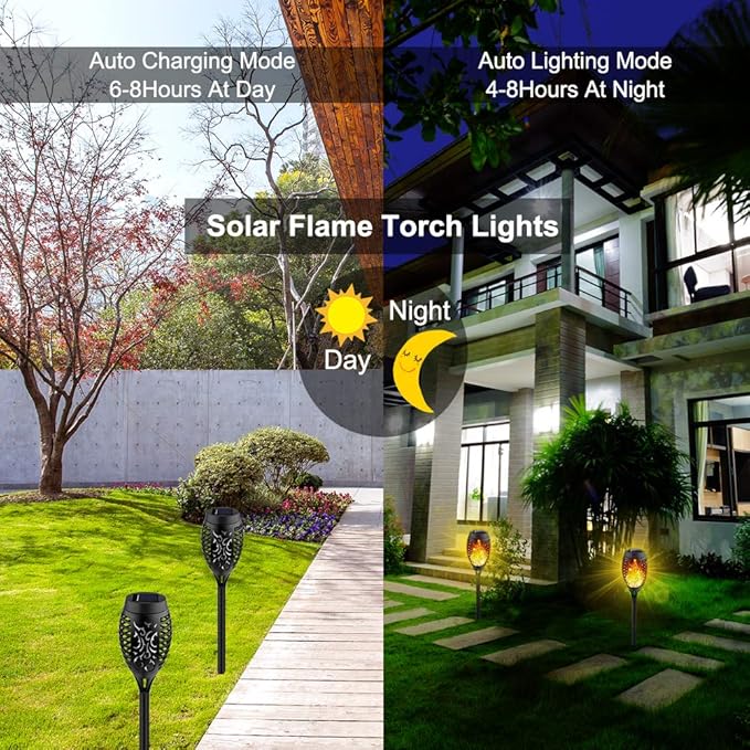 Kurifier Solar Lights Outdoor, 8Pack Solar Torch Light with Flickering Flame, Waterproof Solares Garden Light, Outdoor Solares Lights for Yard, Flame Torches for Outside Decor Decoration Patio Pathway-VerdiqueGarden