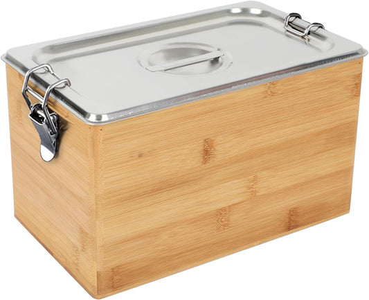 AQQHSAIN Compost Bin with Lid 1.2 Gal Countertop Compost Kitchen Scrap Indoor Large Compost Bucket Kitchen Odorless Smell Proof Composter with Stainless Steel Insert (Brown, 4.5L)-VerdiqueGarden