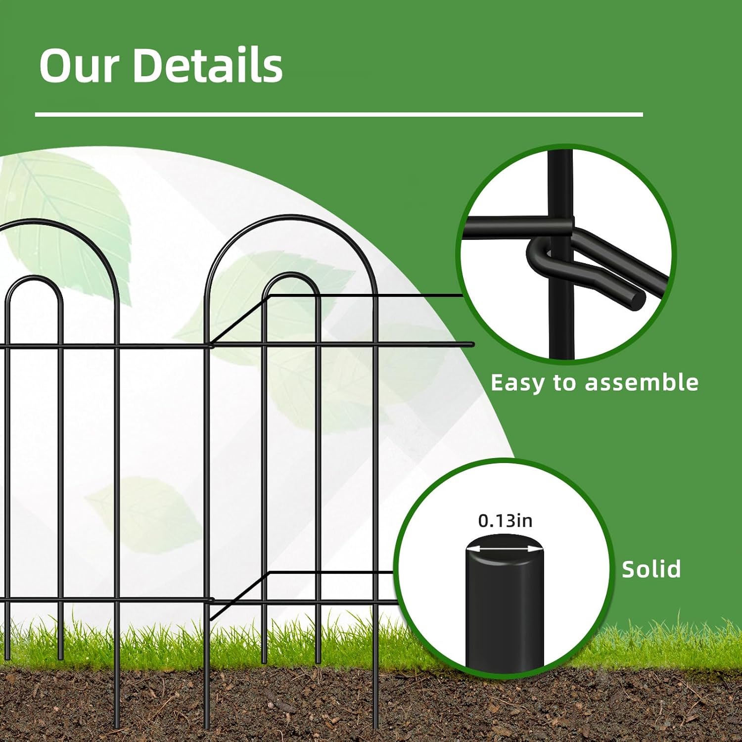 Garden Fence Border 32inX20ft Black Metal Wire Garden Fencing Panel Outdoor Folding Decorative Fences Flower Lawn Edging for Landscape Patio Yard-VerdiqueGarden