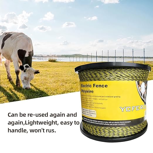 Upgraded Electric Fence Polywire 5050 Feet 1540 Meters, 6 Stainless Steel Strands for Reliable Conductivity and Rust Resistance, Portable Electric Fencing,UV, Rust Resistant-VerdiqueGarden